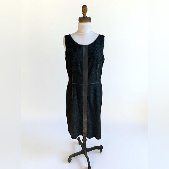 GEORGES RECH BLACK WOOL LEATHER TRIM SLEEVELESS DRESS SIZE SMALL/MEDIUM - Picture 1 of 10